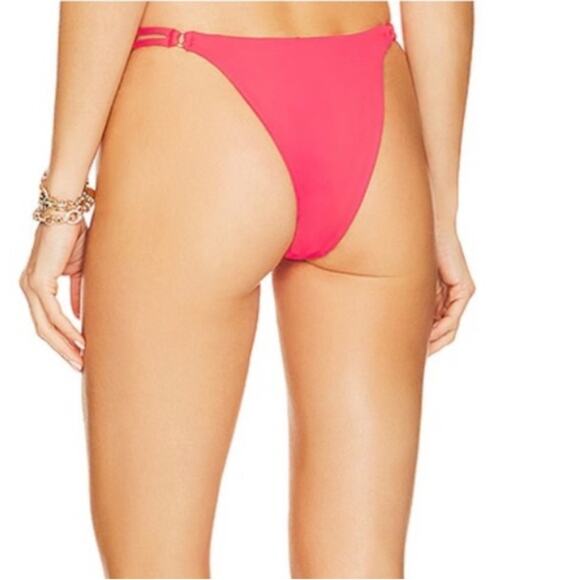 NWT l*space Wilder Bikini Bottom sz L Hot Cherry Pink Strappy Cheeky Summer Chic - Picture 2 of 8